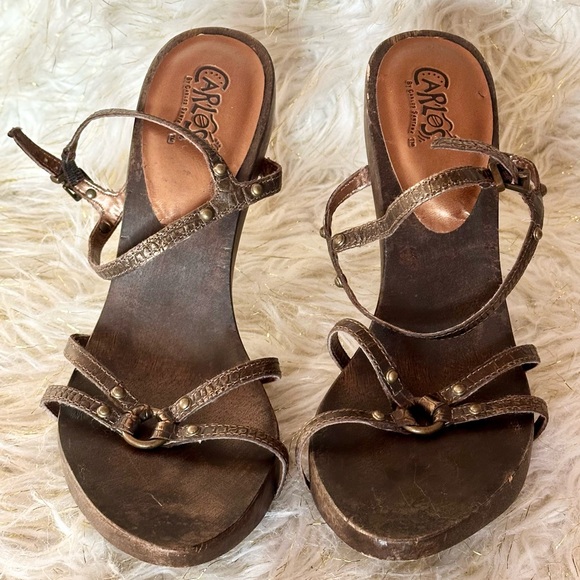 Carlos Santana Women’s Heels Size 9 Brown Strappy Vintage  High Heel Shoes - Picture 1 of 11